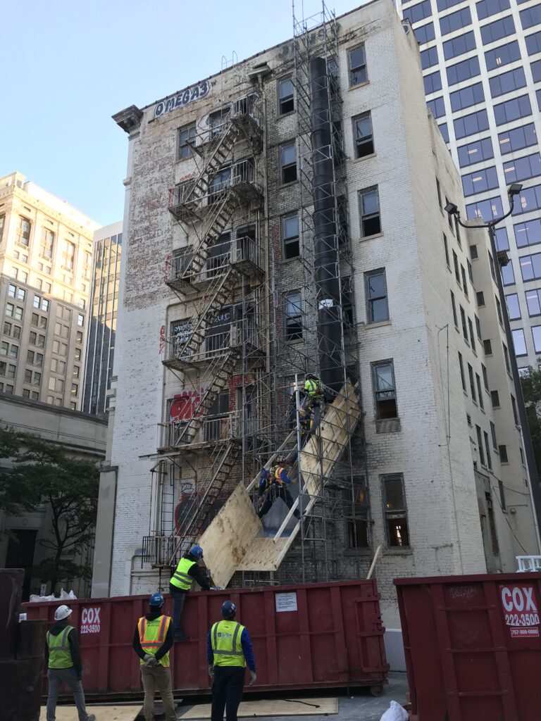 scaffolding trash chute